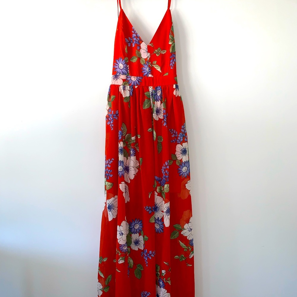 Floral Burnt Orange Maxi Dress- M